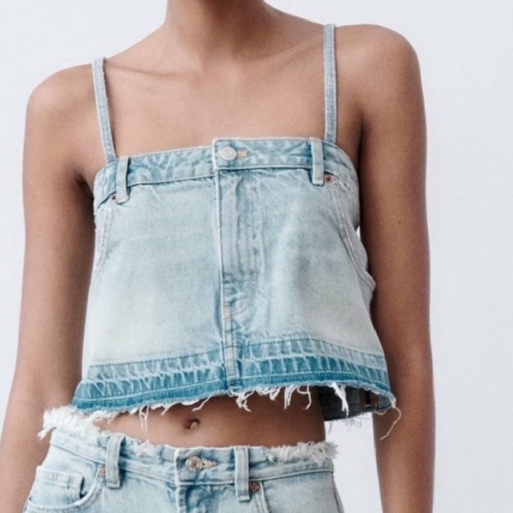 NWT Zara Denim Jean Crop Top Medium
